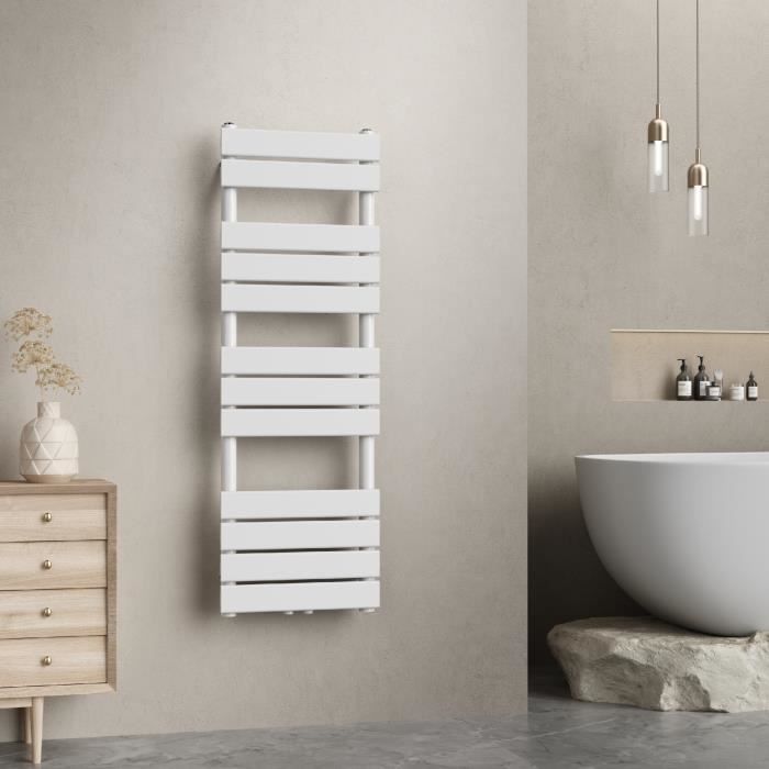 Radiateur sèche-serviettes Voss acier 120 x 40 cm blanc