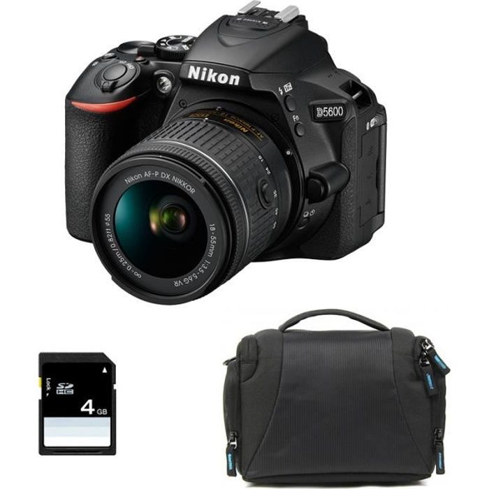 NIKON D5600 + AF-P DX 18-55mm 3,5-5,6G VR GARANTI 3 ans + Sac + SD 4Go