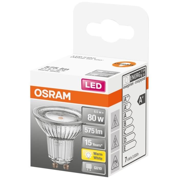 osram - spot par16 led 120 verre 6.9w gu10 575lm 2700k chaud