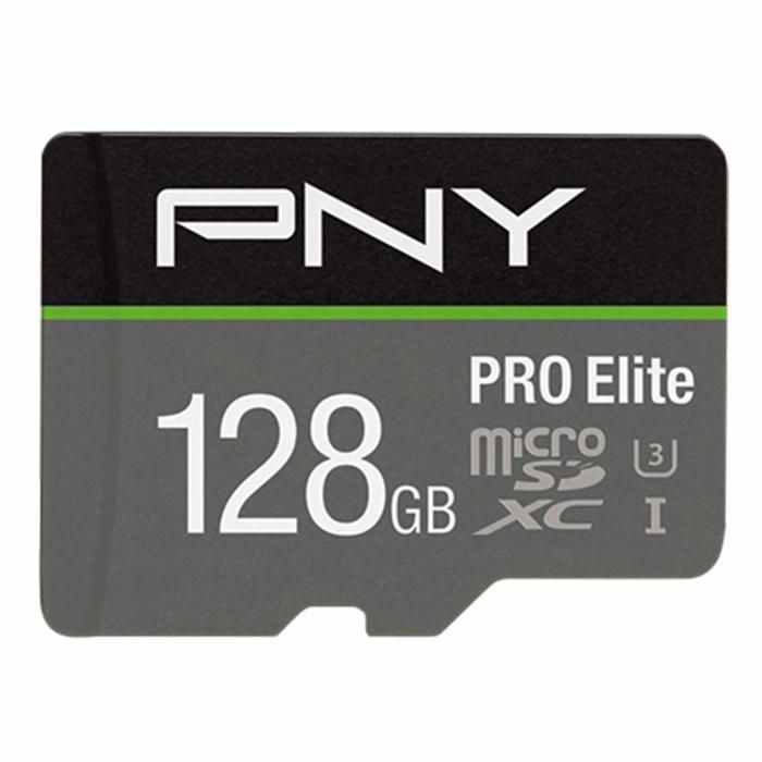Carte MicroSDXC PNY PRO Elite - 128 Go - Classe 10/UHS-I (U3) - 100 Mo/s en Lecture - 90 Mo/s en Écriture