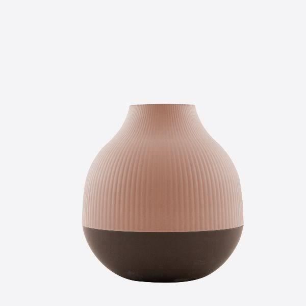POINT VIRGULE Vase en fibre de bambou - 18,1 x 19 cm - Rose poudré et gris foncé