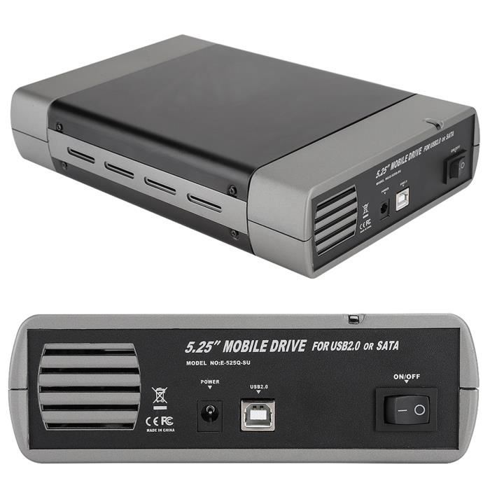 Qiilu Boîtier de lecteur optique USB2.0 5.25 pouces, compatible avec DVD,  enregistreur, disque dur 3.5 pouces, pour - Cdiscount Informatique