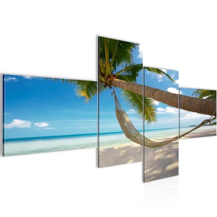 Image sur verre Tableau Palmiers plage mer paysage blanc vert bleu