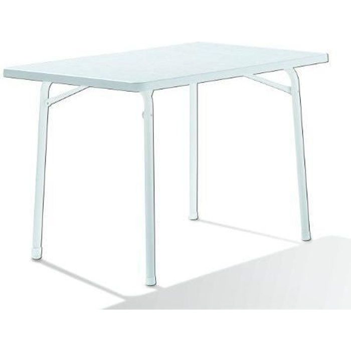 SIEGER Table de Jardin Rectangulaire Acier Blanc 115 x 70 x 72 cm - 120/W
