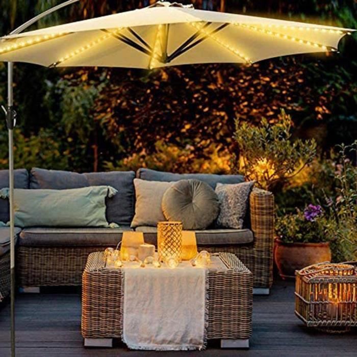 Guirlande lumineuse - SONEW - Éclairage de Parasol Solaire - 104 LED - 8 Modes - Étanche IP67
