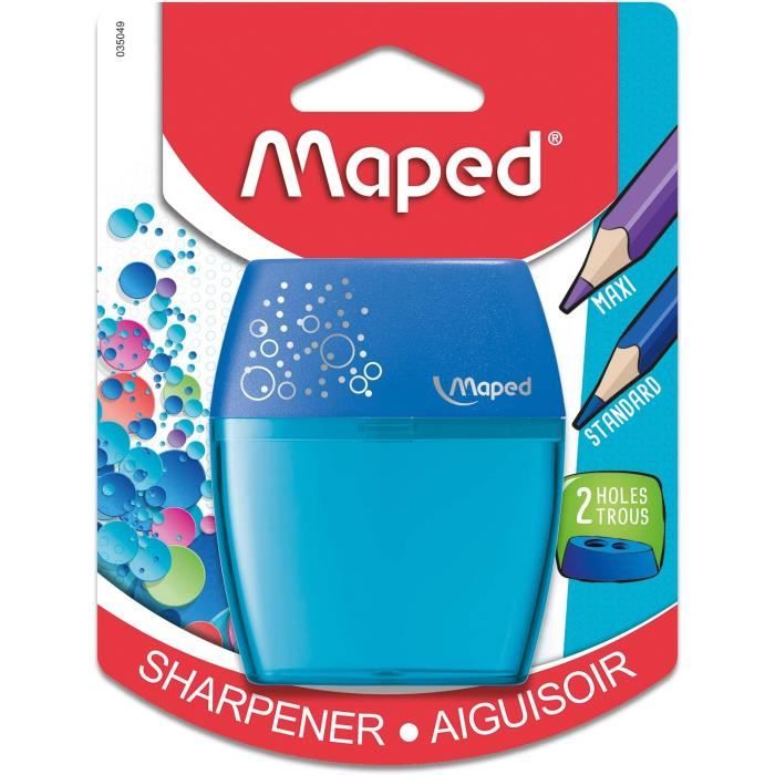 Taille-Crayons - MAPED - Clean 2 Trous - Couleurs Aléatoires - Compact - Pour Enfants - Beaux-Arts et Loisirs créatifs
