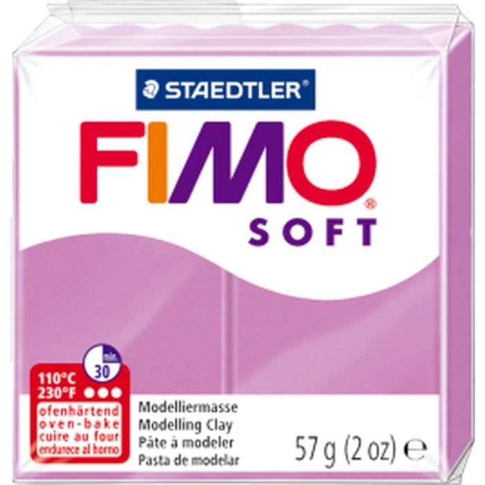 Pâte Polymère FIMO - Marque FIMO - Modèle Soft Lavande 62 - Couleur Rose Lavande - Poids 56g