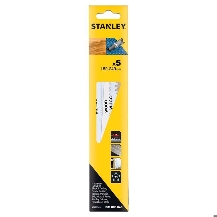 Stanley Assortiment de 5 lames scie sabre 152 240mm STA28205 XJ - vue 3