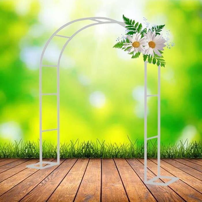 Arche De Jardin Métal Pour Plantes Grimpantes - Tonnelle Pergola Robuste 1.4m à 3m (Blanc, L1.4 X H2.3 M)