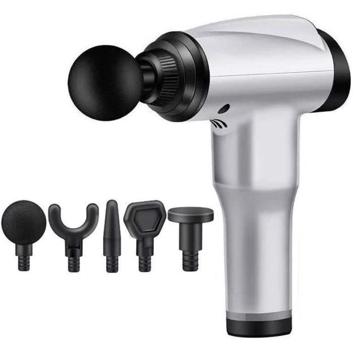 Pistolet De Massage Musculaire - 4 Têtes Interchangeables - 5 Niveaux D'intensité - Silencieux - Neuf