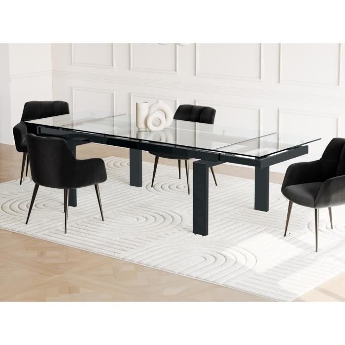 Table De Salle à Manger Verre Noire 8-10 Couverts - Carrée, Marque Diamante