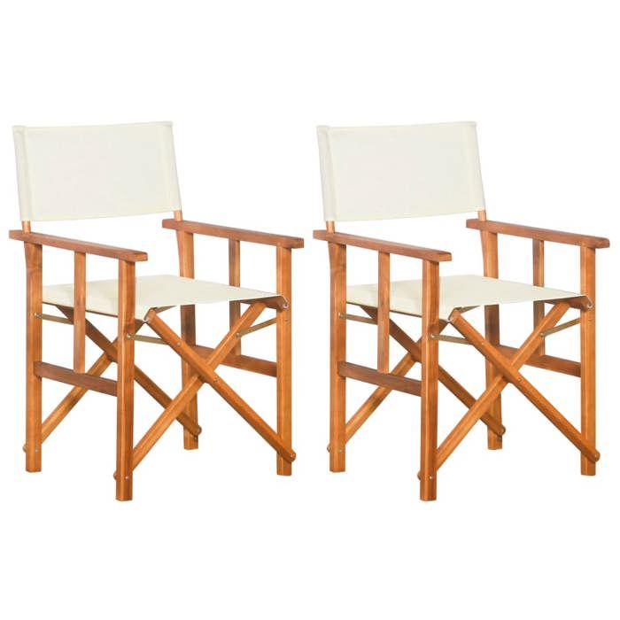 vidaXL 2x Bois Massif d'Acacia Chaises de Metteur en Scène Chaises de Camping Chaises de Plage Chaises de Jardin Chaises 45946