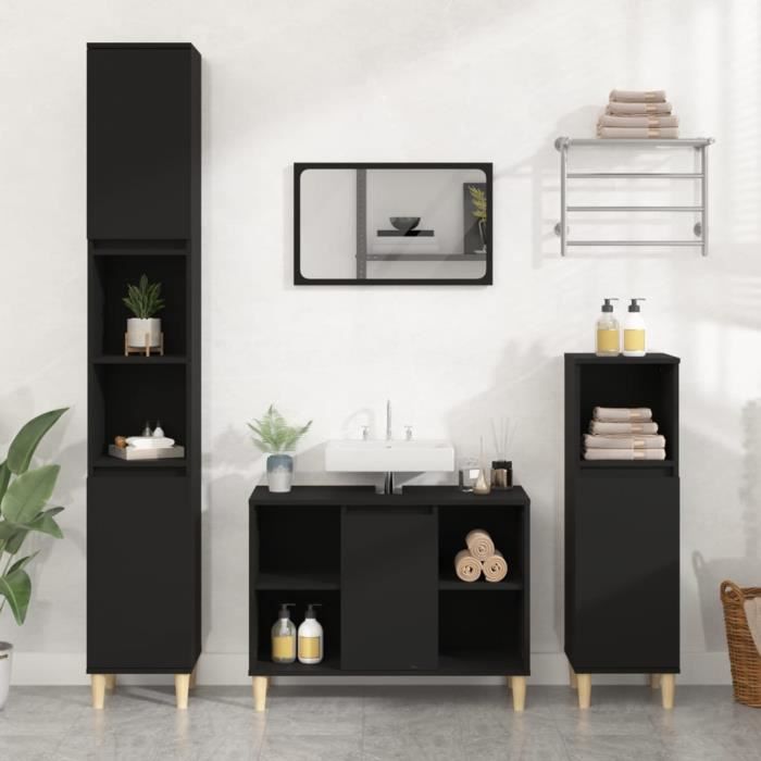 vidaXL Meuble dévier noir 80x33x60 cm bois dingénierie 821285