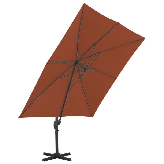 Parasol déporté avec mât en aluminium Terre cuite 400x300 cm MEY