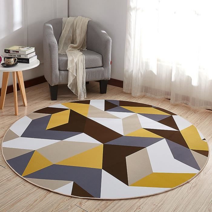 tapis rond salon chambre φ180cm grand tapis simple décoration chambre salon  salle antidérapant motif géométrique polyester