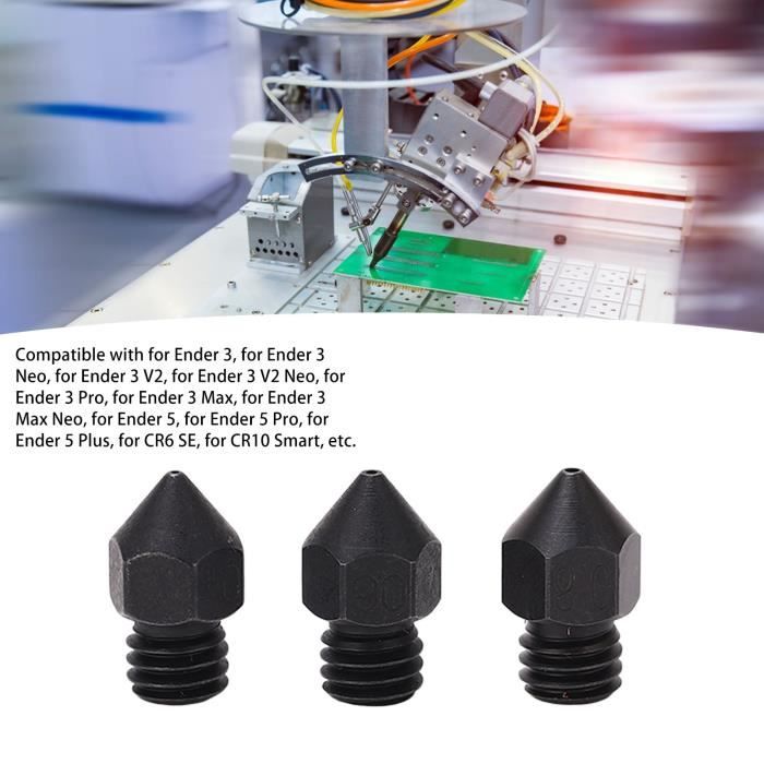 Kit De Buses En Acier Trempé 0.2/0.4/0.6mm Pour Bambu Lab X1/P1 Series Et Kobra 3/S1 | 6 Buses + 2 Chaussettes Silicone