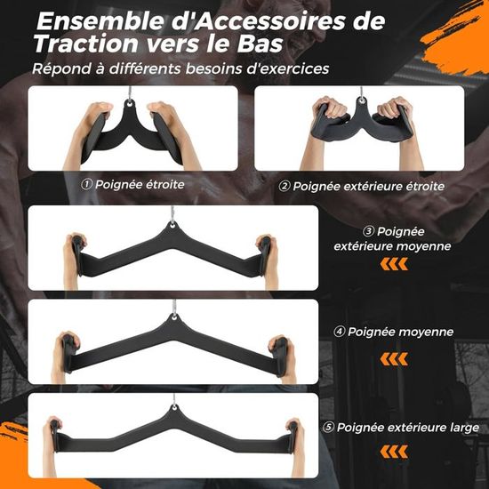 GOPLUS Kit de Fixation pour Machine à Câble d'Entraînement, avec Poignée Rotative Double D, Barre en Forme de V et Corde à Triceps, Poignées GOPLUS Kit de Fixation pour Machine à Câble d'Entraînement, avec Poignée Rotative Double D, Barre en Forme de V et Corde à Triceps, Poignées
