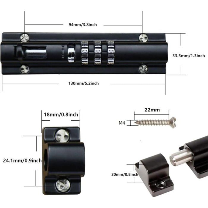2 Sets De Fixation Pour Serrure De Porte – Plaque De Verrouillage Allongée