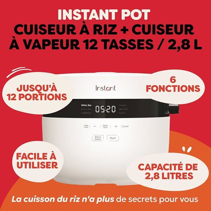 Rommelsbacher MRK 500 Cuiseur à riz multi-programmes 6 programmes (riz, grains entiers, faible teneur en glucides, soupe, riz au lait, réchauffement), boîtier Cool-Touch, pot intérieur antiadhésif