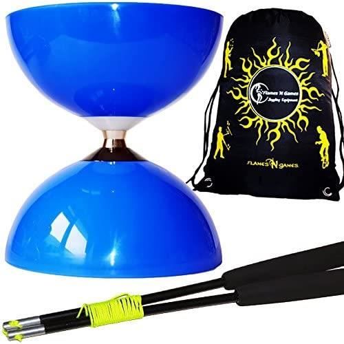 Juggle Dream and Cascade Juggling Purple Big Top – Ensemble de diabolos à roulement jumbo, bâtons de diablo noirs en superverre, ficelle de diabolo et sac (violet