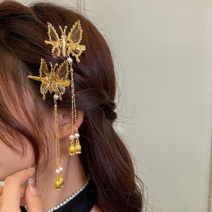 10Pcs Pinces À Cheveux Papillon, Noud En Cuir Et Pinces Crocodile