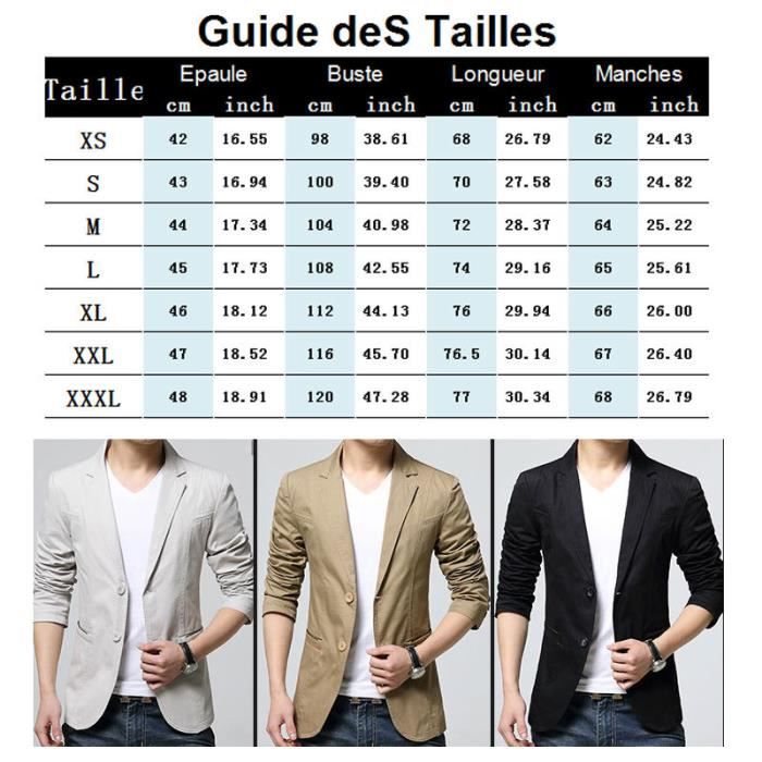Taille de veste homme 2025