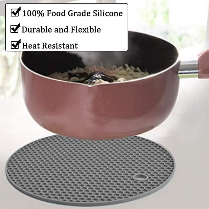 Dessous De Plat Silicone Rond - Nid D'abeille Antidérapant, Résistant à La Chaleur, Pour Protéger La Table (18 Cm)