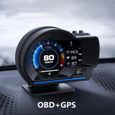 SURENHAP affichage tête haute numérique Affichage tête haute OBD2+GPS Smart Gauge Compteur de vitesse HUD de voiture auto compteur-2