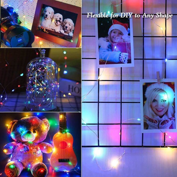 Guirlande Lumineuse Miniature 1m Pour Maison De Poupée - 30 Ampoules Décoratives Multicolores, Décoration Noël Miniature