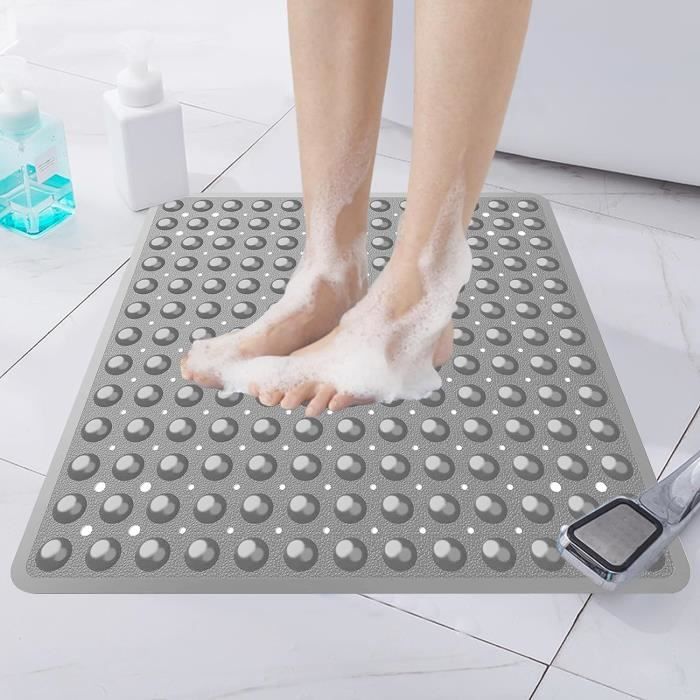 Tapis De Douche Antidérapant 53x53 Cm - PVC Souple Avec Ventouses - Surface Boulée Massage - 149 Trous Drainage - Lavable Machine