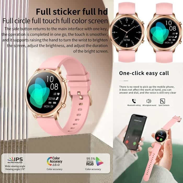 Montre Connectée Femme avec Appel Bluetooth 5,1/Numérotation, Smartwatch  Compatible Samsung Huawei Xiaomi Android iOS avec Frequence Cardiaque  Podomètre Montre Sport Etanche IP68 GPS Partagé (Or) : : High-Tech