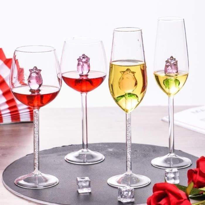 Gobelet Rose - Verres À Vin Créatifs En Forme De Rose, Verre À Vin En Verre  À Haute Teneur En Borosilicate Verres À Champagne[q2205] - Cdiscount Maison