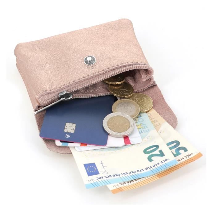 Petit Porte Monnaie En Cuir Rose Avec étoile Argenté MAROQUINERIE