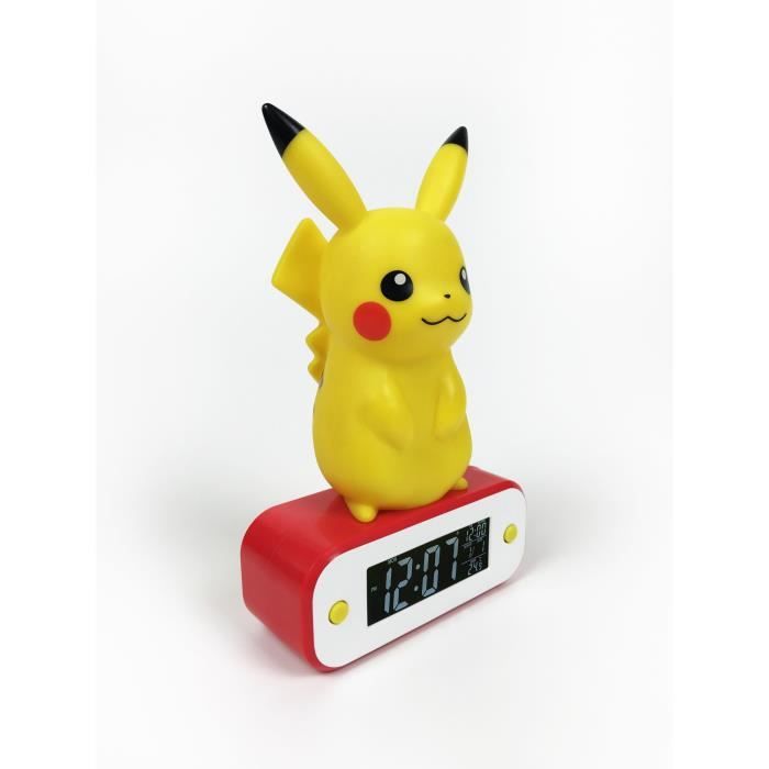 TEKNOFUN Réveil Lumineux Pikachu – Horloge Pokemon Officielle, éclairage LED, Affichage Heure/date/température, USB Ou Piles, Dès 3 Ans