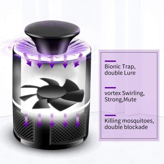 Lampe Anti-moustiques UV électrique - 2000V, étanche IPX5, Rechargeable - Pour Intérieur, Extérieur, Camping