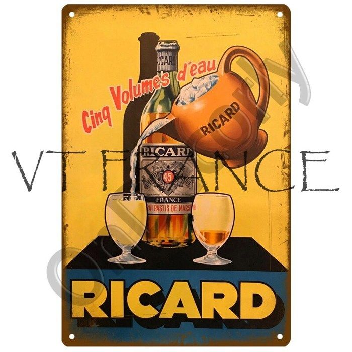 Plaque métal vintage cuisine au vin - Un grand marché