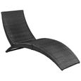 Transat chaise longue bain de soleil lit de jardin terrasse meuble d exterieur pliable avec coussin resine tressee noir-3