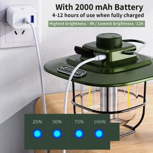 Lampe de camping suspendue d'extérieur rechargeable avec 7 mode
