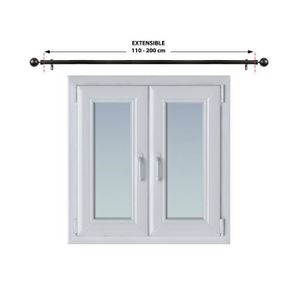 Tringle à Rideaux Double 16 Mm - Fixation Au Plafond - Métal Chromé Mat - Longueur 200 Cm (extensible)