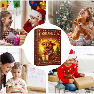 Calendrier De L'Avent 2025 En Forme De Vache Des Highlands - 24 Figurines Amusantes - Décorations De Noël à Accrocher