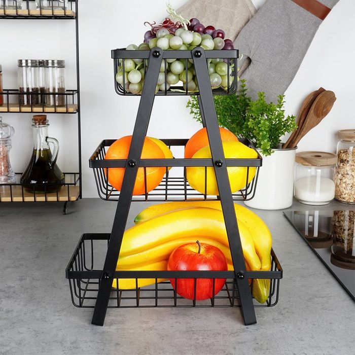 VINATO Corbeille à Fruits, 2 Étages En Métal – Panier à