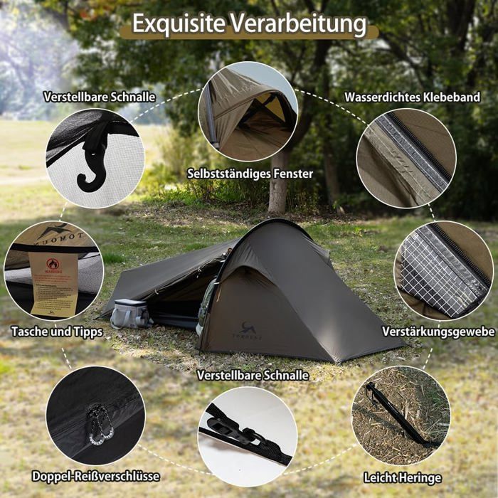 Tente Solo GEERTOP Ultra-légère 1.3kg - Imperméable 5000mm, Double Toit, Pour Randonnée Et Bivouac