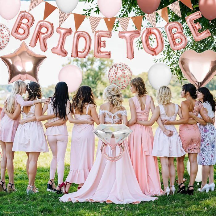 Kit Ballons "Bride To Be" Or Blanc Pour Enterrement De Vie De Jeune Fille - Décorations Fête Prénuptiale