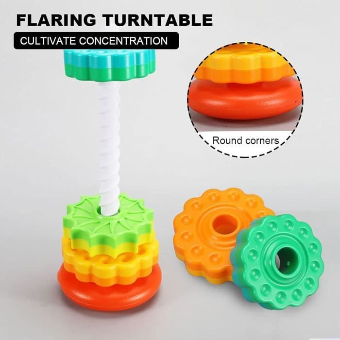 Anneaux Empilables Sonores – Jouet éducatif En ABS, Motricité Fine, Couleurs Arc-en-ciel – Dès 0-3 Ans
