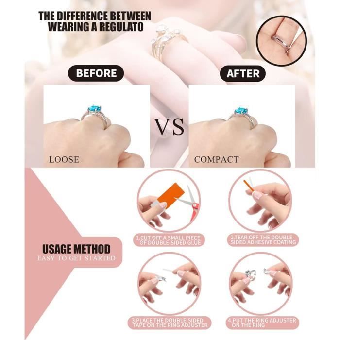 14 Ajusteurs De Bague Coopache - Silicone Transparent - Pour Réduire La Taille Des Bagues Trop Grandes