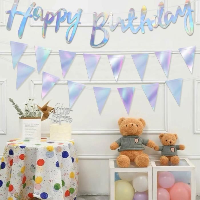 Décorations Anniversaire Fille - Guirlande Joyeux Anniversaire, Ballons Pastel, Fanions - Kit Fête Enfant - 9