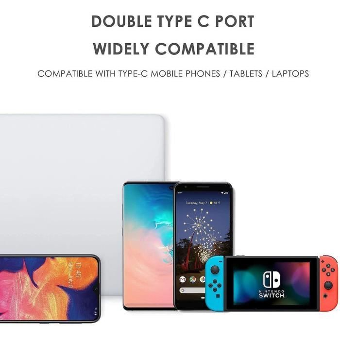 Câble USB-C Coudé 90° 2m - Charge Rapide 60W Pour IPhone, Samsung, MacBook