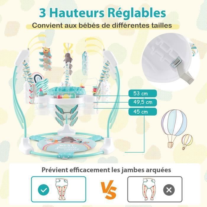 Trotteur Bébé Musical Jumperoo COSTWAY-Hauteur Réglable-Jouets