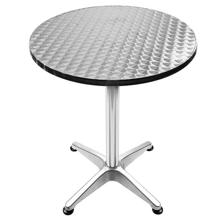 2 Tables Bistrot Pliables KESSER – Hauteur Réglable 70/115 Cm – Plateau Aluminium – Intérieur/extérieur