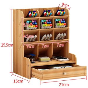 Lavievert Organiseur De Bureau En Bois – Tiroir + 3 Étagères Réglables – Rangement Fichiers Et Fournitures